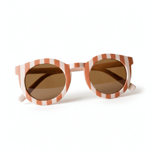Gafas de sol infantiles UV400 rayadas en rosa suave y camel