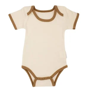 Body de bebé Chocolat Baby de manga corta color crema y marrón-vista delantera