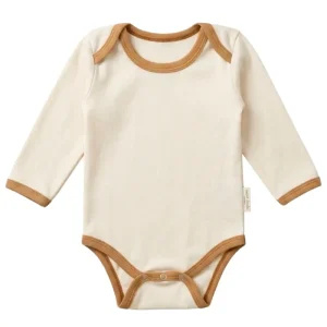 Body de bebé Chocolat Baby de manga larga color crema y marrón-vista delantera