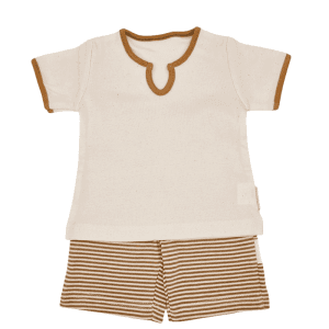 Pijama de verano para bebé de 2 piezas visto desde el frente