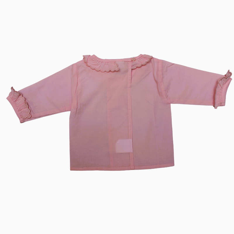 Camisa bebé de batista rosa 100% algodón,
