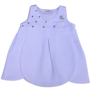 Vestido bebé blanco con bordado dorado confeccionado en algodón , elegante y cómodo para el día a día o ocasiones especiales.