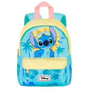 Mochila ligera preescolar Disney Lilo & Stitch en azul con detalles amarillos. Con compartimento principal, bolsillo frontal y espalda acolchada transpirable para mayor comodidad.