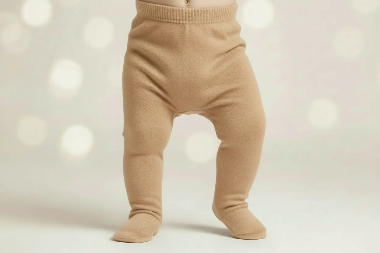 Polainas de punto de Chocolat Baby, ligeras y muy cómodas para el día a día de tu bebé. Color beige
