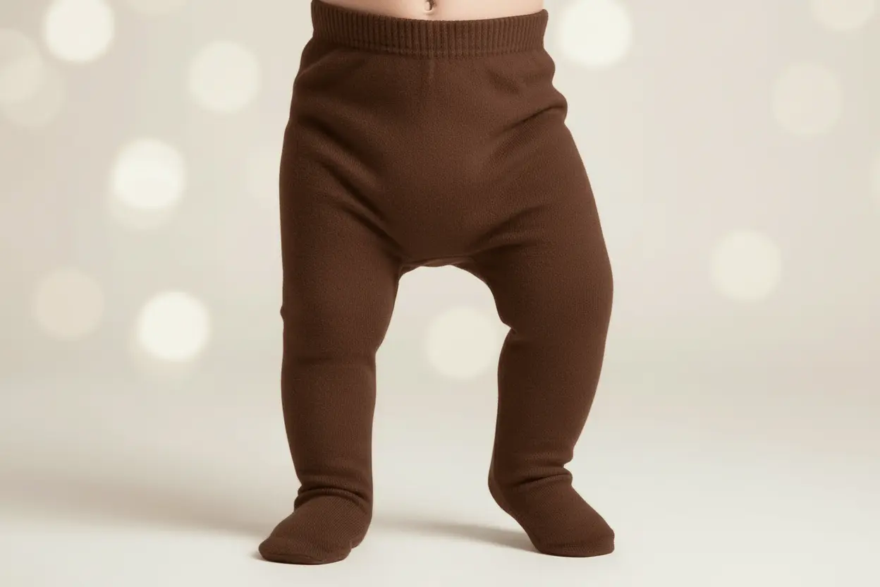 Polainas de punto de Chocolat Baby, ligeras y muy cómodas para el día a día de tu bebé. Color marrón