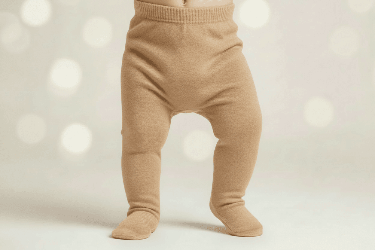 Piernas de bebé con polaina Chocolat Baby color arena, talla 3 y 6 meses