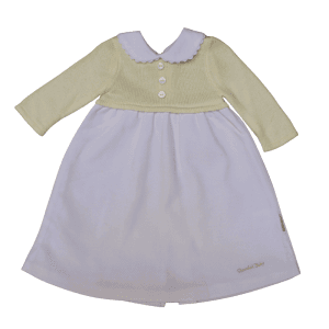 Vestido piqué y lana bebé beige Chocolat Baby