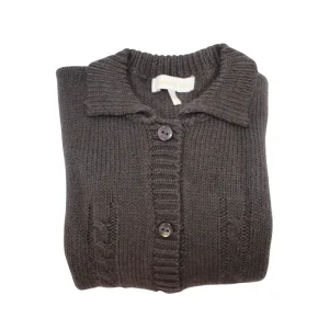 Saquito de lana gris marengo Chocolat Baby doblado mostrando el cuello y botones