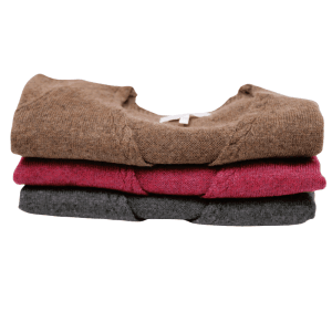 Chaqueta corta de punto bebé color vino, marrón y gris de Chocolat Baby