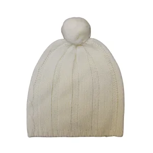 Gorro de lana con borla natural Chocolat Baby