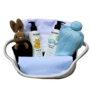 cesta nacimiento bebé niño 0-3 meses regalo completo con productos baño y ropa