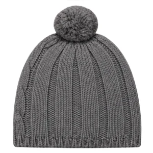 Gorro de lana para bebé color gris con pompón, cálido y suave para otoño e invierno