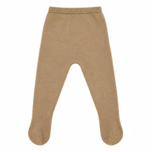 Polainas de punto camel para bebé de Chocolat Baby con pies cerrados y tejido suave