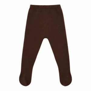 Polainas de punto marrón chocolate para bebé de Chocolat Baby con pies cerrados y tejido suave