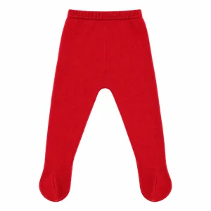 Polainas de punto rojo para bebé de Chocolat Baby con pies cerrados y tejido suave