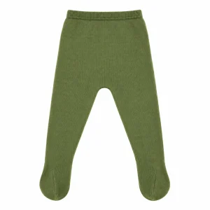 Polainas de punto verde para bebé de Chocolat Baby con pies cerrados y tejido suave
